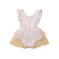 thumbnail image 1 of uukiA 3-18 Months Toddler Baby Girl Sleeveless Solid Color Mesh Lace Ruffle Sleeve One-piece Romper, 1 of 1