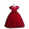 thumbnail image 1 of uukiA 4-10 Years Child Girl Bowknot Mesh Puffy 1/2 Zip Party Princess A-line Dress, 1 of 4