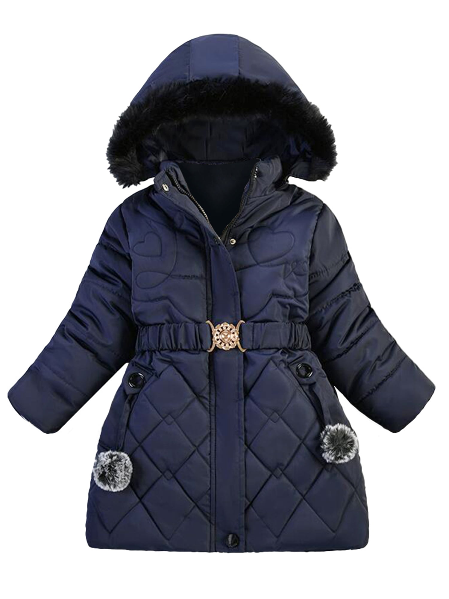 uukiA 510 Years Baby Little Girl Hooded Padded Jacket Cotton Middle