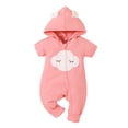 thumbnail image 1 of uukiA Infant Baby Girls 0-18Months Cute Zipper Long-legged Romper Casual Hooded Jumpsuit, 1 of 6