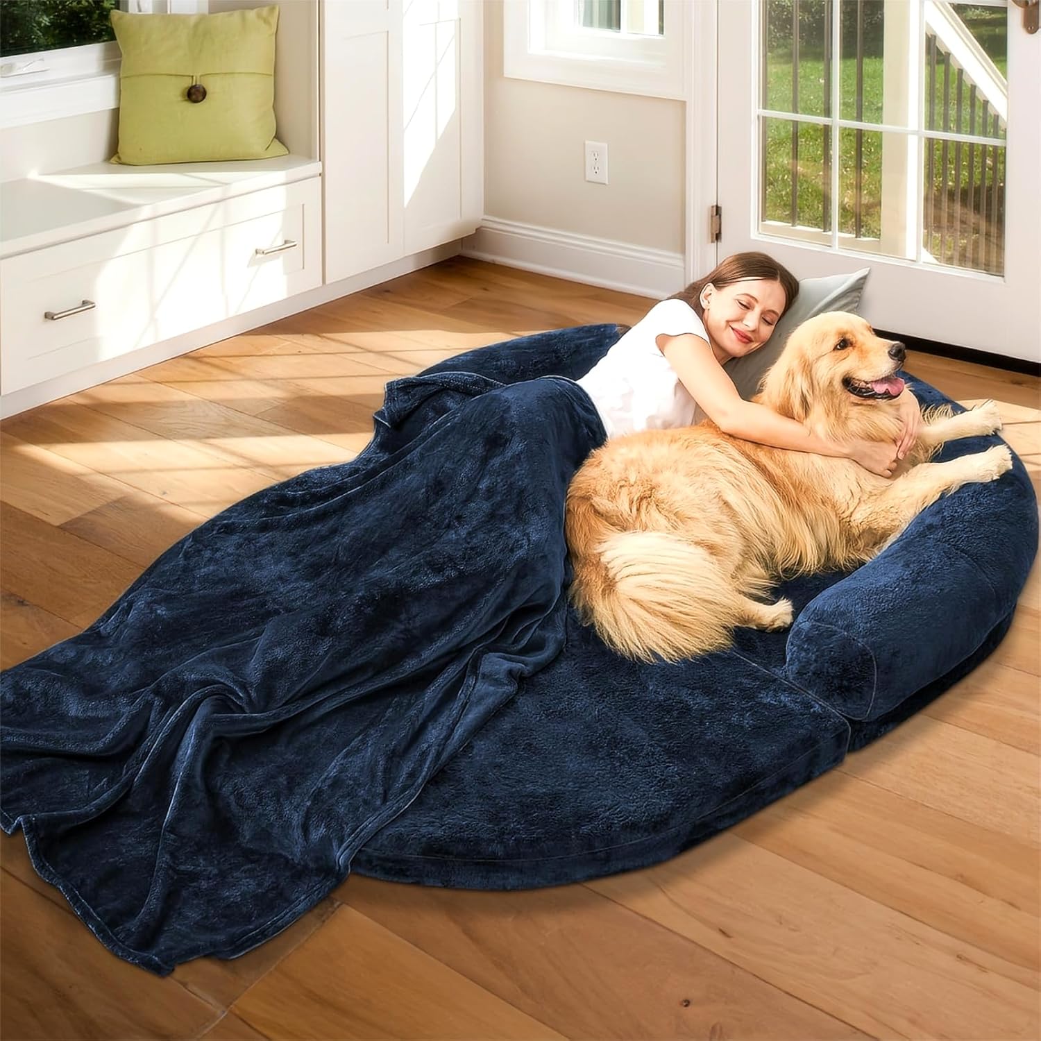 Picture of uuu Human Dog Bed for Adult People - Giant Foldable Adjustable Memory Foam Pet Bed for Large ...