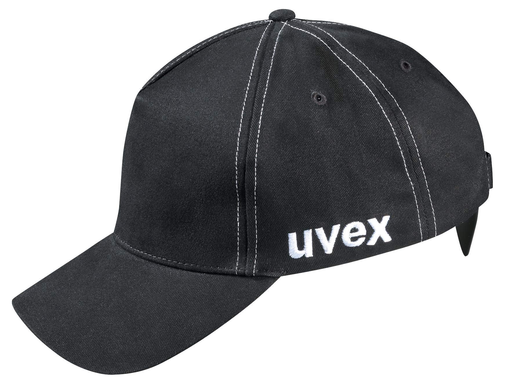 uvex u-cap Sport Bump Cap - Hard Shell Element for Head Protection - Long Shade - Black - 55-59