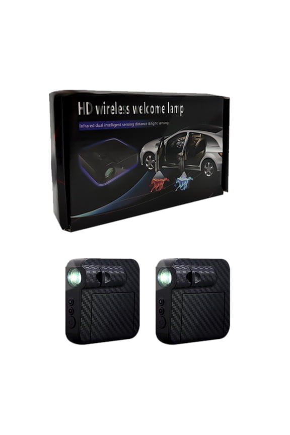 2PCS Custom Logo Car Door Projector Lights USB Rechargeable LED Welcome Step Courtesy Lamp For Automotive Vehicle(Black)