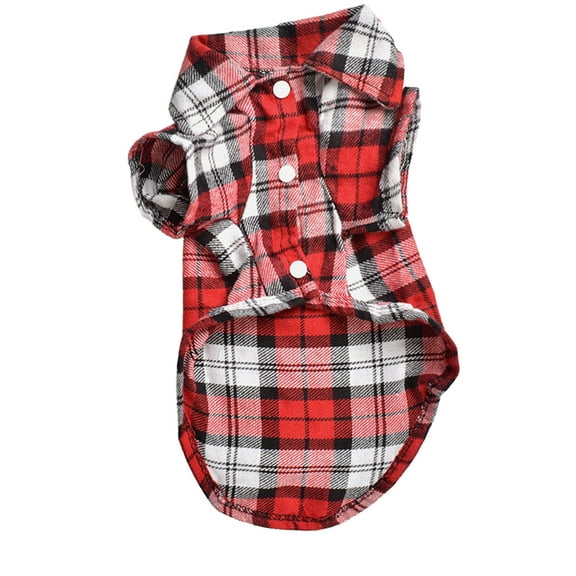 uvwlwu 3 Colors Fashion Pet Puppy Dog Plaid Shirt Coats Dogs Cloth Jacket In Fall(Red)