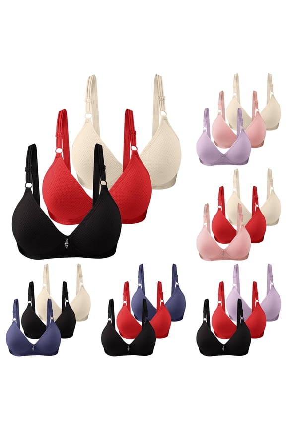 uvwlwu 3 Pack Honeycomb Breath Mesh Wireless Bra Women Adjustable Thin Straps Light Sweat Wicking Cup Comfort Side Support For Yoga Rest Plus Size Everyday Loungewear,36
