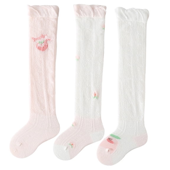 uvwlwu 3 Pcs Toddler Socks, Soft Baby Crew Socks For Toddlers Everyday Comfort Wear With Sneakers Machine Washable Breathable Design Ideal(Pink,2-3 Years)