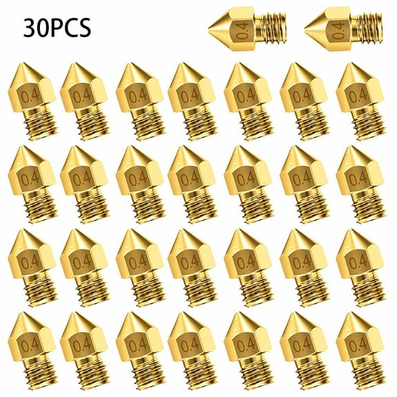 uvwlwu 30Pcs 3D Printer Nozzle Accessory MK8 0.4mm For CR-10 For Ender 3 For Anet A8(As the picture)