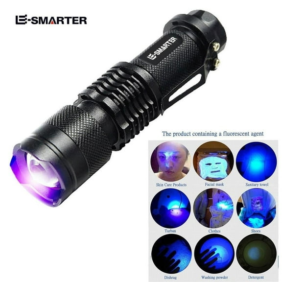 uvwlwu 395 nM Violet Blacklight Inspection Flashlight Torch with High Intensity Lamp(Black)