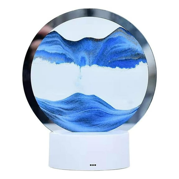 uvwlwu 3D Moving Sand Art Desk Lamp 7.87 Inch 360° 15ml Rotating Hourglass Decorative Creative Art Liquid Motion Living Room Bedroom Desk Lamp(A)