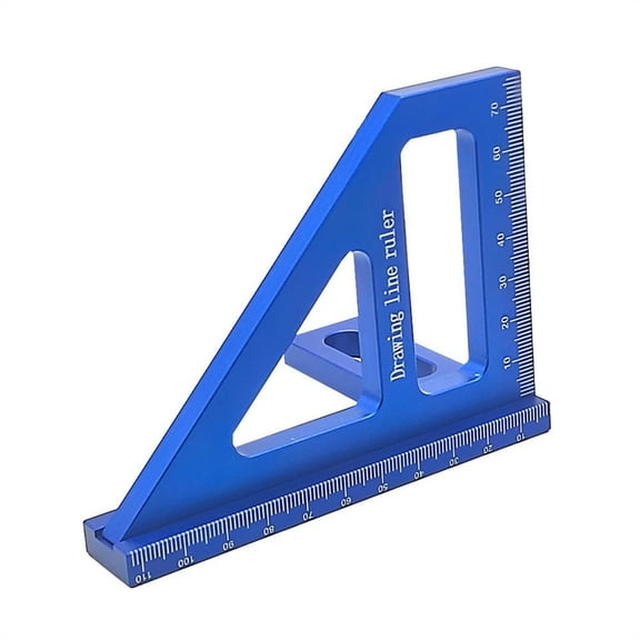 uvwlwu 3D Multi Angle Measuring Ruler 45/90 Aluminum Alloy Woodworking Square Protractor Triangle Ruler High Precision Layout Measuring Tool(Blue)