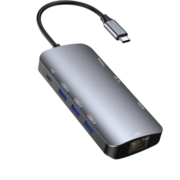 uvwlwu 9-in-1 USB C Docking Station High-Speed Data Transfer and Video Output Hub for Laptop Connectivity(Silver)