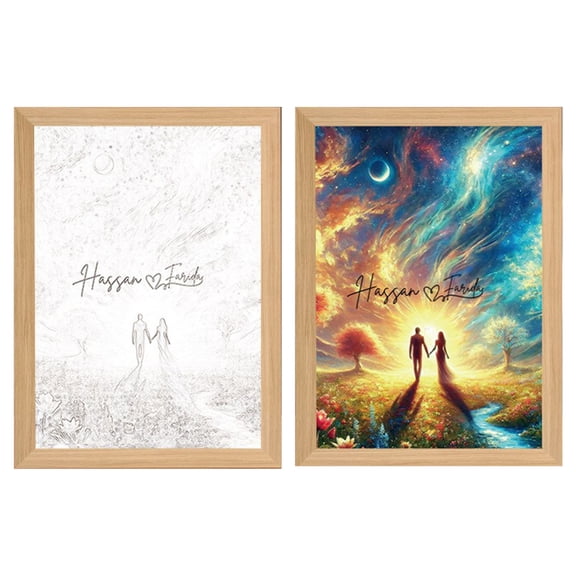 uvwlwu Acrylic and Solid Wood Desktop Picture Frame Night Light with Four Distinctive Styles(C)