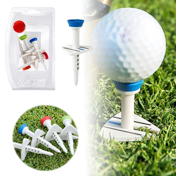 uvwlwu Adjustable Tee with Precise Aiming Assistance and 77mm Driver Length for Enhanced Practice Sessions 4PCS(White)