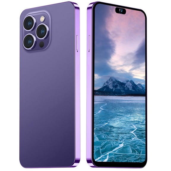 uvwlwu Android Smartphone with 68 Inch Display Advanced Face ID and Fingerprint Security Fast 4G GSM Connectivity for Use(Purple)