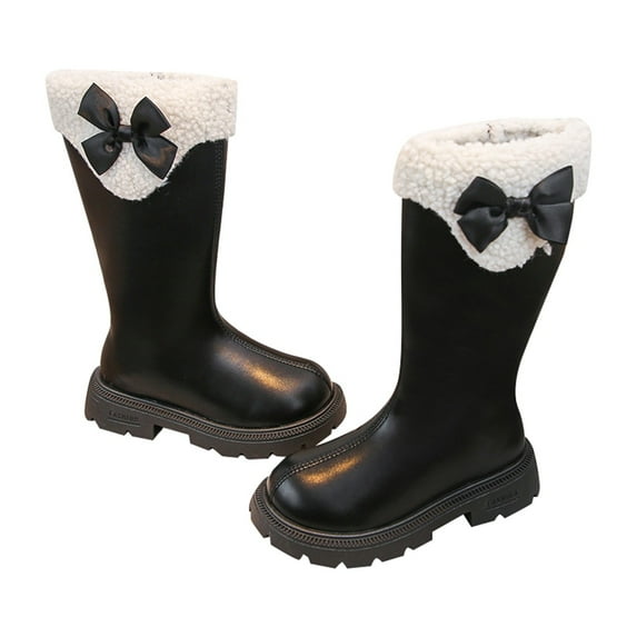uvwlwu Boots for Girls Winter Boots Fashionable Long Calf High Lined Zip Up Casual Outdoor Booties For Kids Age 4 13 Years(Size:11-11.5Years)
