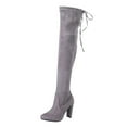 thumbnail image 1 of uvwlwu Boots for Women Foreign Trade New Plus Size Long Boots For High Heeled Pointed Over The Knee Boots Rear Lace Up Boots(Size:38), 1 of 7