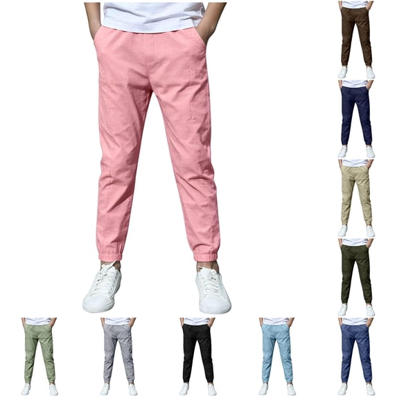 uvwlwu Boys Lightweight Summer Jogger Pants Breathable Loose Fit Casual Trousers Elastic Comfort Bottoms for Kids Daily Play Everyday Wear,11-12 Years