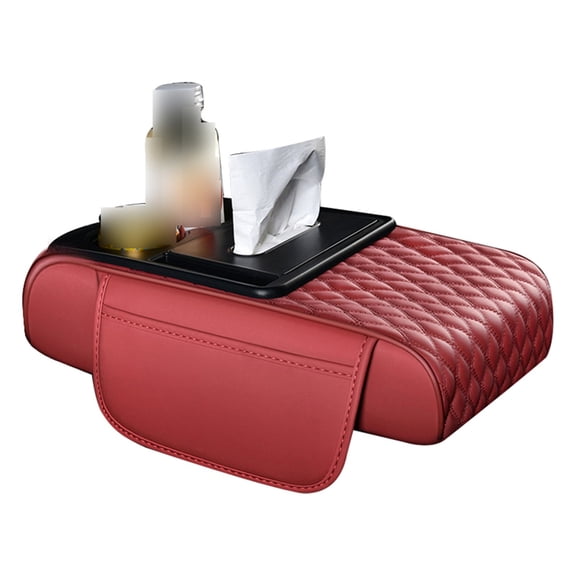 uvwlwu Center Console Armrest Cover, 1PC PU Leather Protective Mat with Anti-Slip Backing, Functional Storage Organizer for Car SUV Truck Camping and Travel(B,One Size)