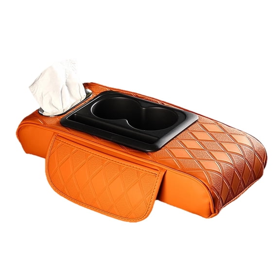 uvwlwu Center Console Armrest Cover Mat for Enhanced Storage and Organization During Travel(Orange)