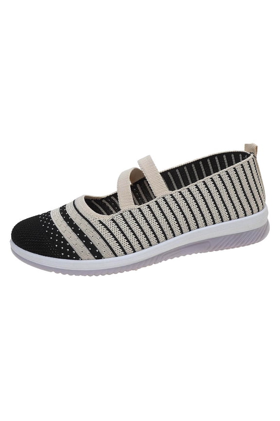 Cloth Shoes Women Breathable Mom Shoes Non Casual Shoes Mesh Middle Grandmother Shoes(Black,6)