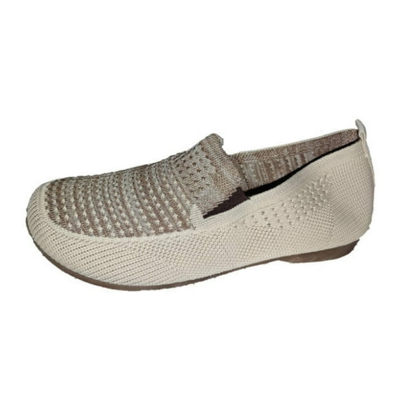 uvwlwu Comfortable Women's Casual Shoes Soft Sole Breathable On Loafers Fashionable Mesh Footwear For Daily Leisure Activities(Beige,8)