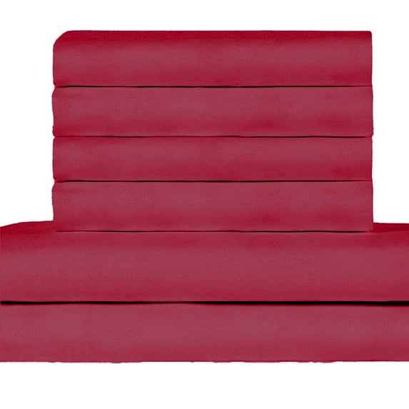 uvwlwu Deep Pocket Sheet Set, 4 Piece Bed Sheets For Mattress Up To 18 Inch, Sateen Weave Solid Color Bedding, Easy Care Hotel Style Sheets For Bed(Red,205cm)