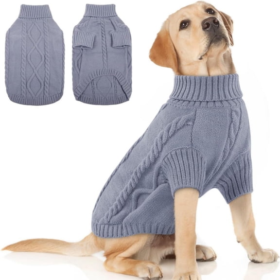 uvwlwu Dog Sweater Turtleneck Winter Coat Warm Knit Apparel For Large Breed Male And Female Soft Oversized Autumn Clothing(G)