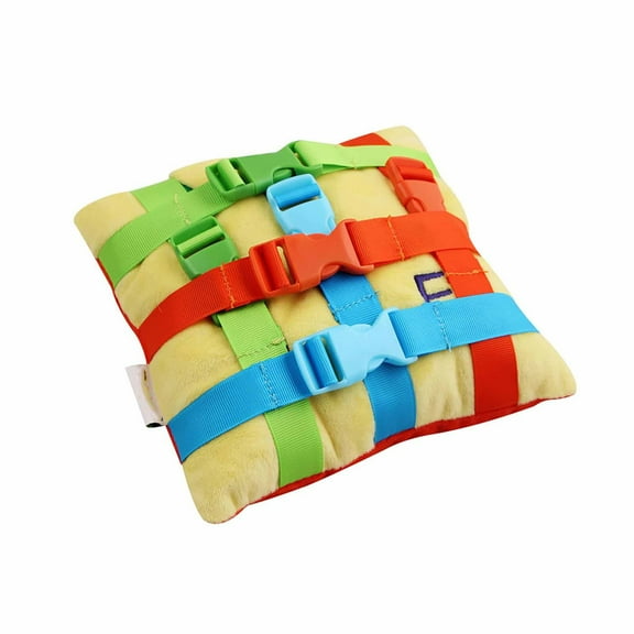 uvwlwu Early Learning Sensory Activity Pillow with Buckle Fastener for Developmental Fine Motor Skills Interactive Educational Toy(Yellow)