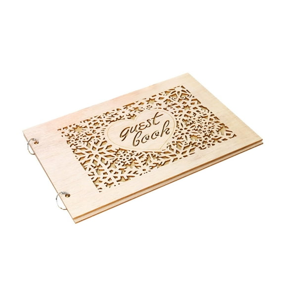 uvwlwu Elegant Wooden Guestbook Album for Wedding Engagement and Anniversary Celebration Keepsake(Beige)