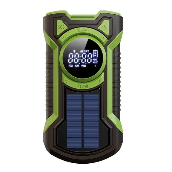 uvwlwu Emergency Portable Solar Hand Crank Power AM FM SW Speaker 5000mAh Battery USB Rechargeable Flashlight For Outdoor Camping Hiking(Green)