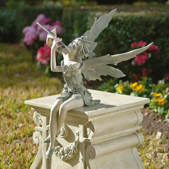 uvwlwu Enchanting Flute Wind Fairy Statue Resin Art Sculpture for Home and Garden Desktop Ornament(Green)