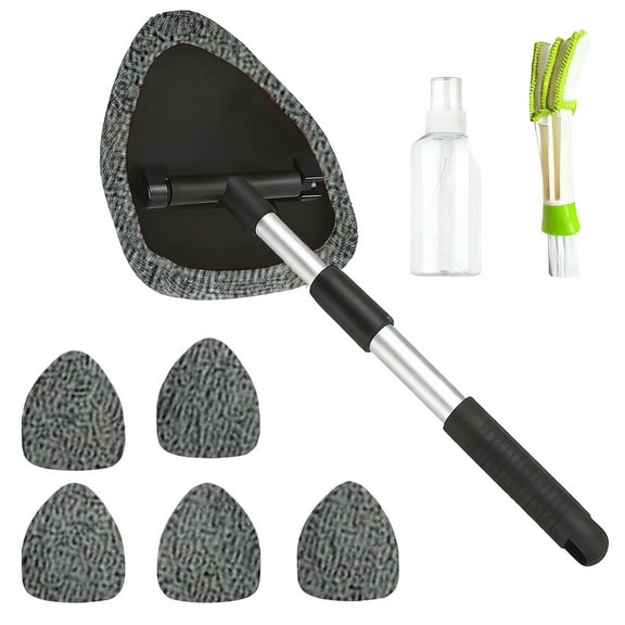 uvwlwu Extendable Window Cleaner with 180 Rotating Head and Microfiber Pads for Car Windshield and Home Glass(Grey)