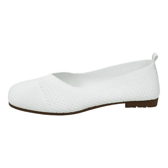 uvwlwu Fashionable Women's Casual Shoes Stylish Square Toe Breathable Knit On Lightweight Sneakers For Everyday Wear(White,9)