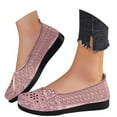 thumbnail image 1 of uvwlwu Flat Shoes for Women Breathable Crochet Lace Ballet Flat Floral Casual Round Toe Loafers Shoes, 1 of 5