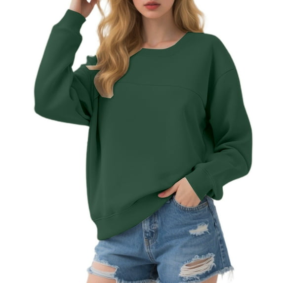 uvwlwu Sweatshirts Heavyweight Crewneck Sweatshirt For Oversized Color No Hood Pullover With Contrast Panels Casual Streetwear Top Winter Clothes(Size:3XL)