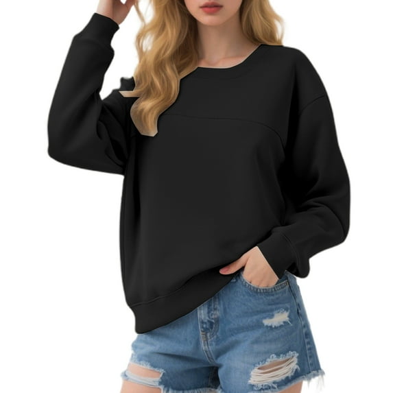 uvwlwu Sweatshirts Heavyweight Crewneck Sweatshirt For Oversized Color No Hood Pullover With Contrast Panels Casual Streetwear Top Winter Clothes(Size:XL)
