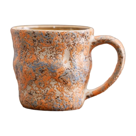 uvwlwu Glazed Stoneware Mug Cup With Ergonomic Handle For Hot Beverages Cocoa Home Drinkware(Yellow,12.4X8.7cm)