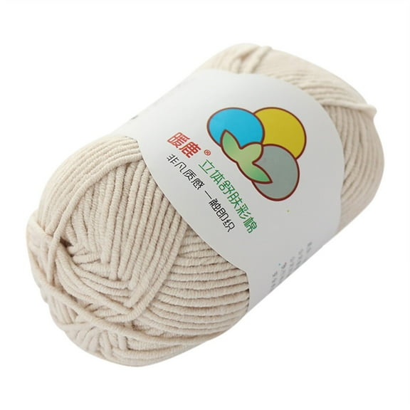 uvwlwu Hand-Woven 5 Strands of Milk Cotton Warm Soft Scarf Sweater Wool Thread(Khaki)