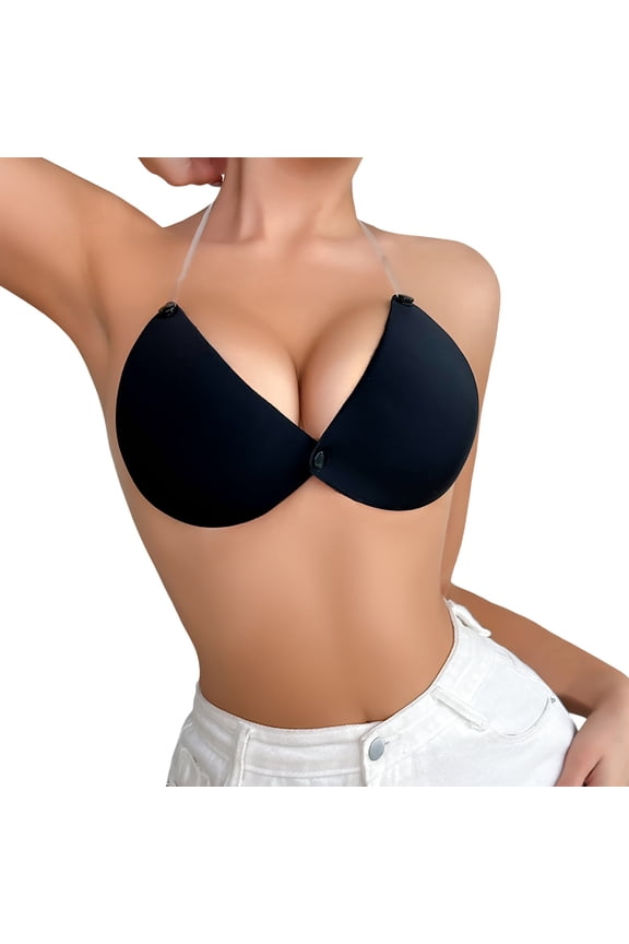 uvwlwu Heart Shaped Clear Strap Adhesive Bra Women Front Snap Seamless Push Up Cup Light Invisible Support For Sleeveless Wedding Backless Daily Party Outfits,S