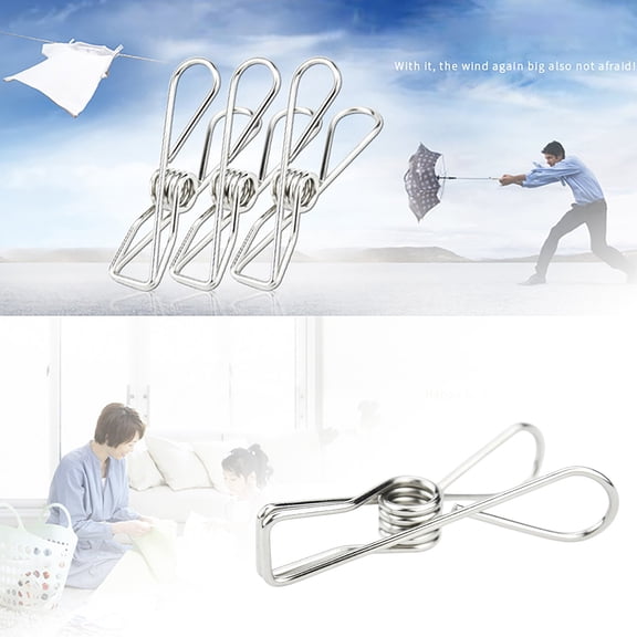 uvwlwu Heavy Duty Stainless Steel Light String Clips Secure Windproof Drying and Functional Storage Fixed Trouser Hanger Clips(Grey)
