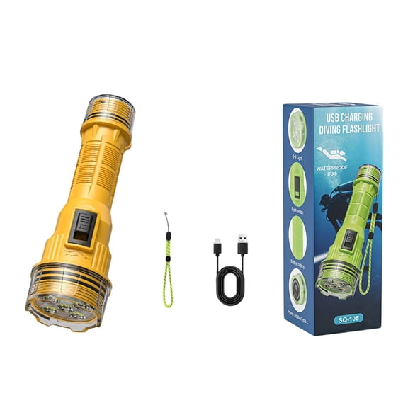 uvwlwu High Power LED Diving Flashlight for Underwater Exploration and Night Caving with Bright Output(Yellow)