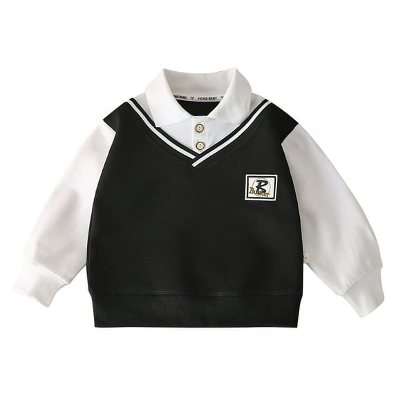 uvwlwu Hoodies for Boys,Boys School Outfits Sweater Kids Long Sleeve V Neck Shirt Pullover Fall Clothes(Size:3-4 Years)