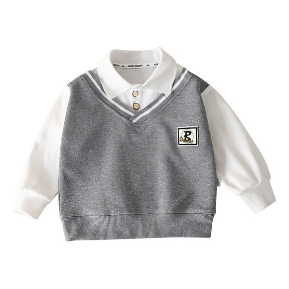 uvwlwu Hoodies for Boys,Boys School Outfits Sweater Kids Long Sleeve V Neck Shirt Pullover Fall Clothes(Size:9-10 Years)