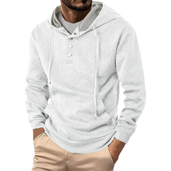 uvwlwu Hoodies for Men Hooded Half Button Hooded Knit Fashion Hoodie(Size:M)