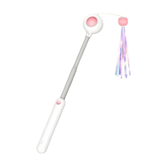 uvwlwu Interactive Cat Teaser Wand Toy with Retractable and Magical Feather for Indoor Outdoor Entertainment(A)