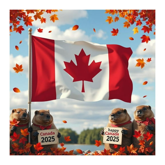 uvwlwu Interesting Square Banner Decoration For Canada Day Happy Canada Day 2025 Garage Banner 70 Inches(Red,180x180cm)