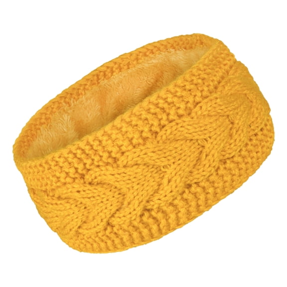 uvwlwu Knitted Thermal Headband Winter Ear Warmer Lined Head Wrap For Women Girls Outdoor Sports Cold Weather(Yellow)