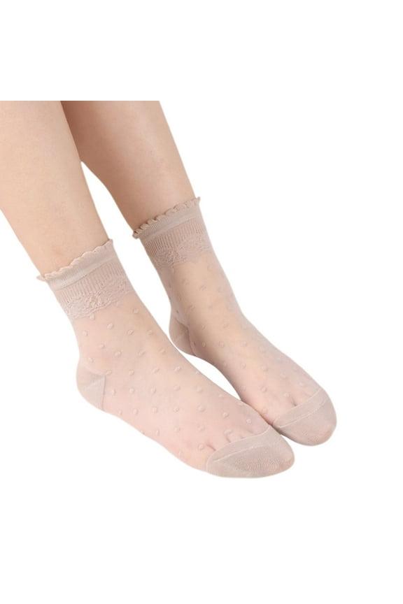 uvwlwu Ladies Sheer Stockings for Spring Summer Cool Comfortable Everyday Wear Soft Glasslike Short Hosiery(Beige)