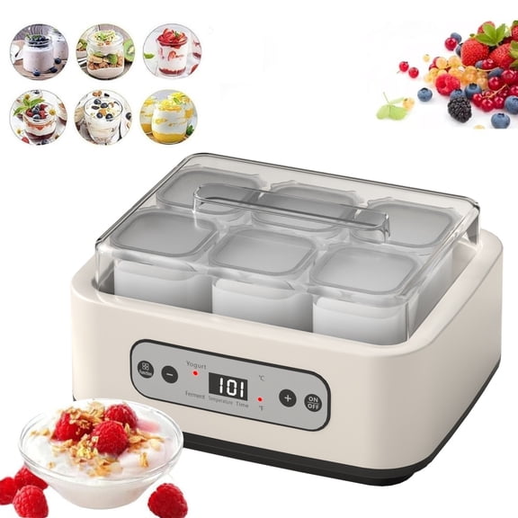 uvwlwu Large Capacity Probiotic Yogurt Maker with Adjustable Temperature Control and Digital Timer for Homemade Fermented Foods(White)