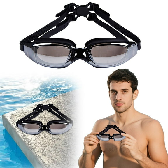 uvwlwu Large Frame Electroplated And Fog Swimming Men's And Women's Myopia Optional Swimming Goggles(C,17cm)
